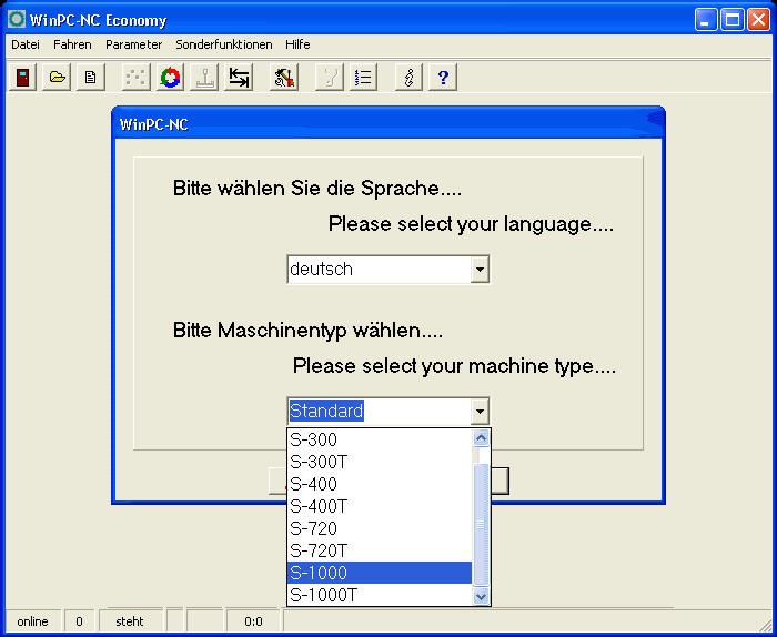Auswahlmenue winpcnc