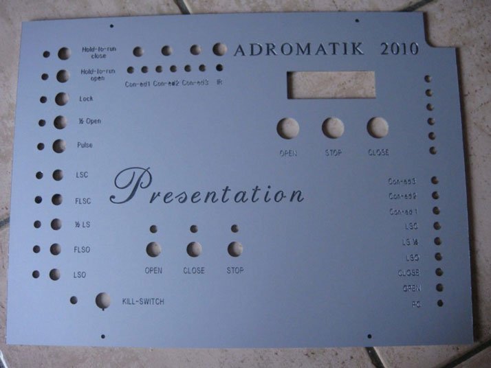 front panel with labels