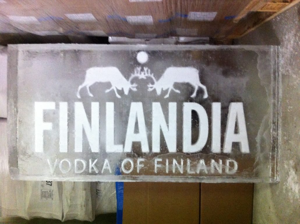 Ice block with logo