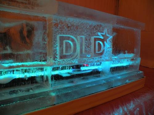 Illuminatd logo on ice