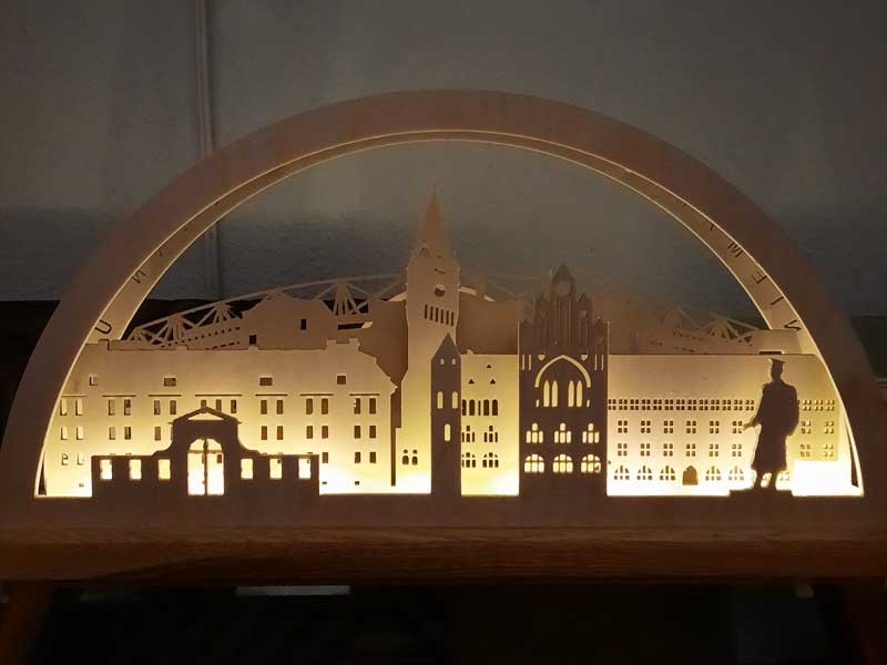 Light arc/candle bridge stadium illuminated