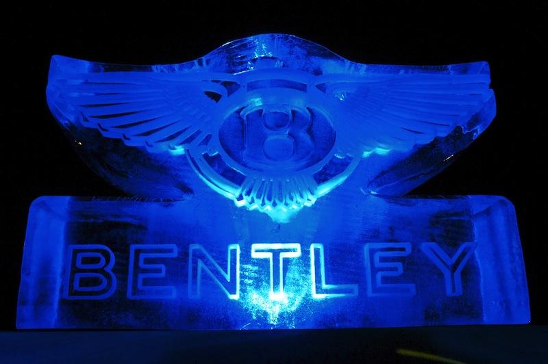 Ice sculpture with advertising