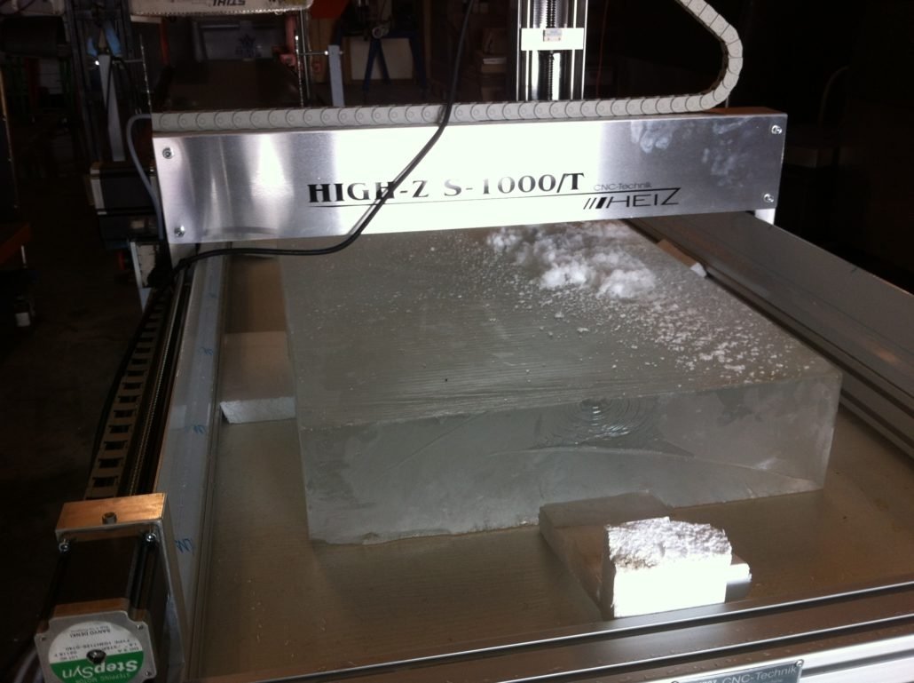 Ice block carving with a CNC machine