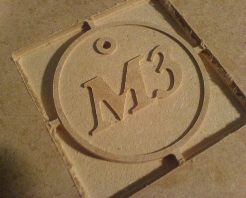 Emblem milled in a MDF board