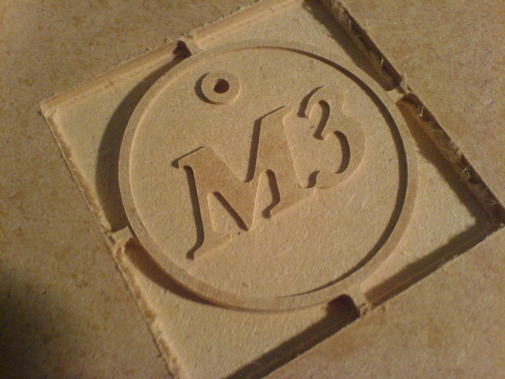 Emblem milled in a MDF board